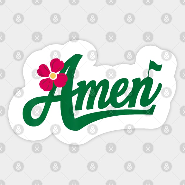 Amen Master Golf Tournament Golfing Girl Pink Flower Sticker by Mitsue Kersting